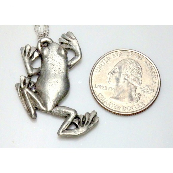 Pewter Climbing Tree Frog Necklace 1476 - Picture 6 of 6